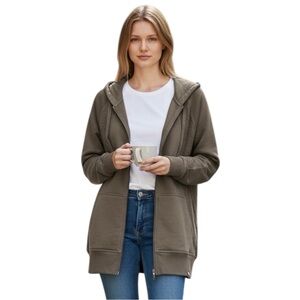 Joy Lab Sweatshirt, Women’s, Relaxed, Loose, Full Zip, Persuading Gray, Sz Small